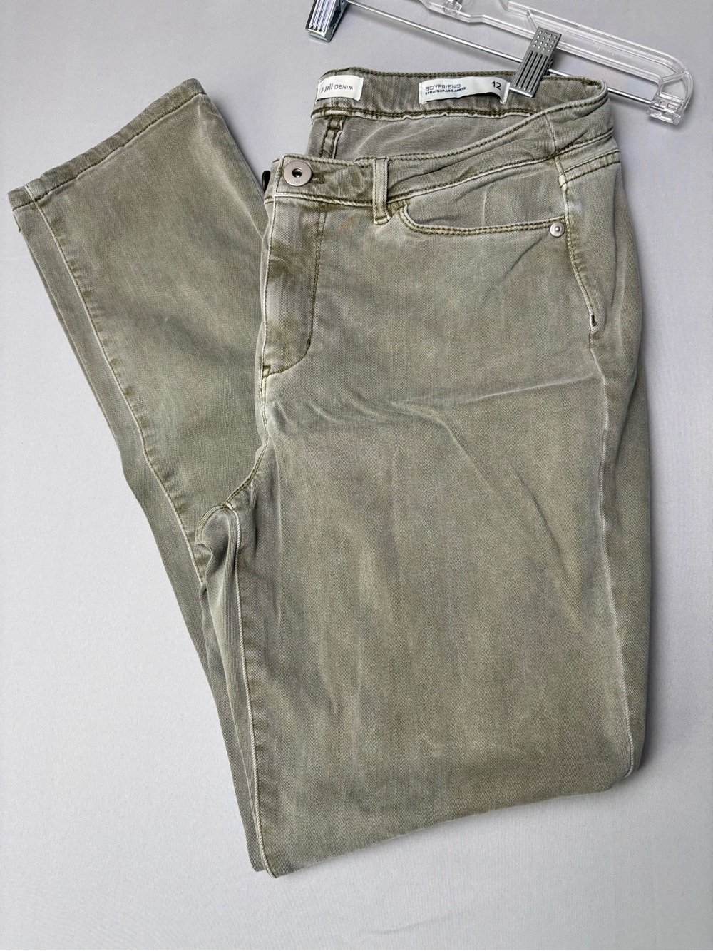 J.Jill Size 12 Ankle Olive Green Slim Jeans Stretch Casual